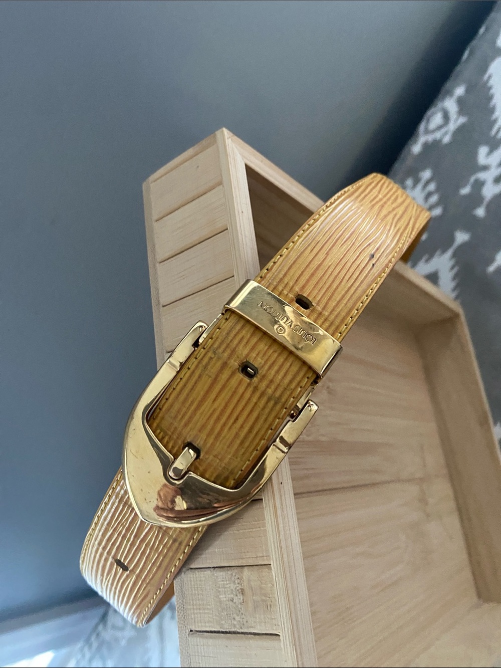 Louis Vuitton Tassil Yellow Epi Leather Belt with Gold Buckle